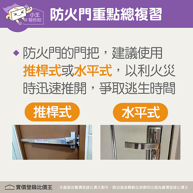 防火門的門把建議為推桿式或水平式|實價登錄比價王